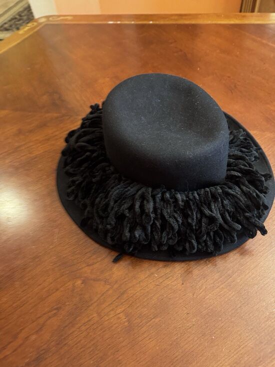 Vintage Accessorize Black  100%  Wool Wide Brim 8”  Hat Made In UK main image 4